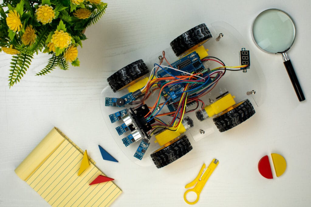 Line follower DIY robotics with Python image by freepik <a href="https://www.freepik.com/free-photo/robot-style-car-with-joystick_7735674.htm">Image by KamranAydinov on Freepik</a>