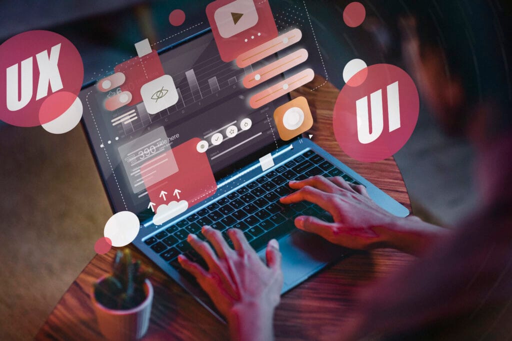 Front end web development image by freepik <a href="https://www.freepik.com/free-photo/ui-ux-representations-with-laptop_38688238.htm">Image by freepik</a>